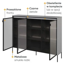 Lenart Szafki I Regały Do Biura|Witryny Do Jadalni*Szeroka witryna loftowa Trend TR-08 szara