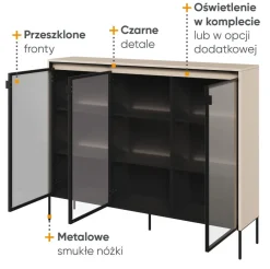Lenart Szafki I Regały Do Biura|Witryny Do Jadalni*Szeroka witryna szklana   Trend TR-08 beż piaskowy