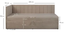 Dzieci Mebelbos Łóżka Młodzieżowe|Łóżka Do Pokoju Dziecięcego*Tapczan młodzieżowy 90x200 z pojemnkiem Cropp beżowy