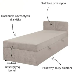 Dzieci Mebelbos Łóżka Młodzieżowe|Łóżka Do Pokoju Dziecięcego*Tapczan z pojemnikiem 90x200 Sun beżowy młodzieżowy