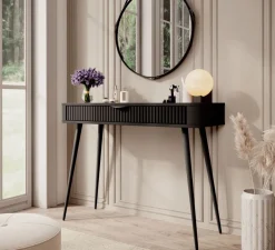 Laski Meble Toaletki Do Sypialni|Toaletki I Konsole*Toaletka do sypialni z szufladą, ryflowany front, czarna