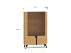 ML Meble Witryny*Toscania 03 Dąb Baltic Dune/Jesion Prestige Czarny - witryna 2W2D