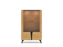 ML Meble Witryny*Toscania 03 Dąb Baltic Dune/Jesion Prestige Czarny - witryna 2W2D