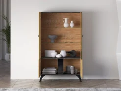 ML Meble Witryny*Toscania 03 Dąb Baltic Dune/Jesion Prestige Czarny - witryna 2W2D