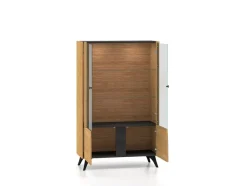 ML Meble Witryny*Toscania 03 Dąb Baltic Dune/Jesion Prestige Czarny - witryna 2W2D