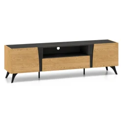 ML Meble Szafki Rtv Do Salonu|Szafki Rtv*Toscania 06 Dąb Baltic Dune/Jesion Prestige Czarny - RTV 2D1S