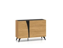 ML Meble Komody*Toscania 05 Dąb Baltic Dune/Jesion Prestige Czarny - Komoda 1D 3S