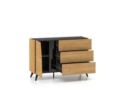 ML Meble Komody*Toscania 05 Dąb Baltic Dune/Jesion Prestige Czarny - Komoda 1D 3S