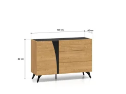 ML Meble Komody*Toscania 05 Dąb Baltic Dune/Jesion Prestige Czarny - Komoda 1D 3S