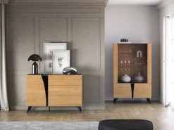 ML Meble Komody*Toscania 05 Dąb Baltic Dune/Jesion Prestige Czarny - Komoda 1D 3S