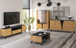 ML Meble Komody*Toscania 05 Dąb Baltic Dune/Jesion Prestige Czarny - Komoda 1D 3S