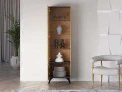 ML Meble Witryny*Toscania 02 lewa Dąb Baltic Dune/Jesion Prestige Czarny - witryna 1W1D