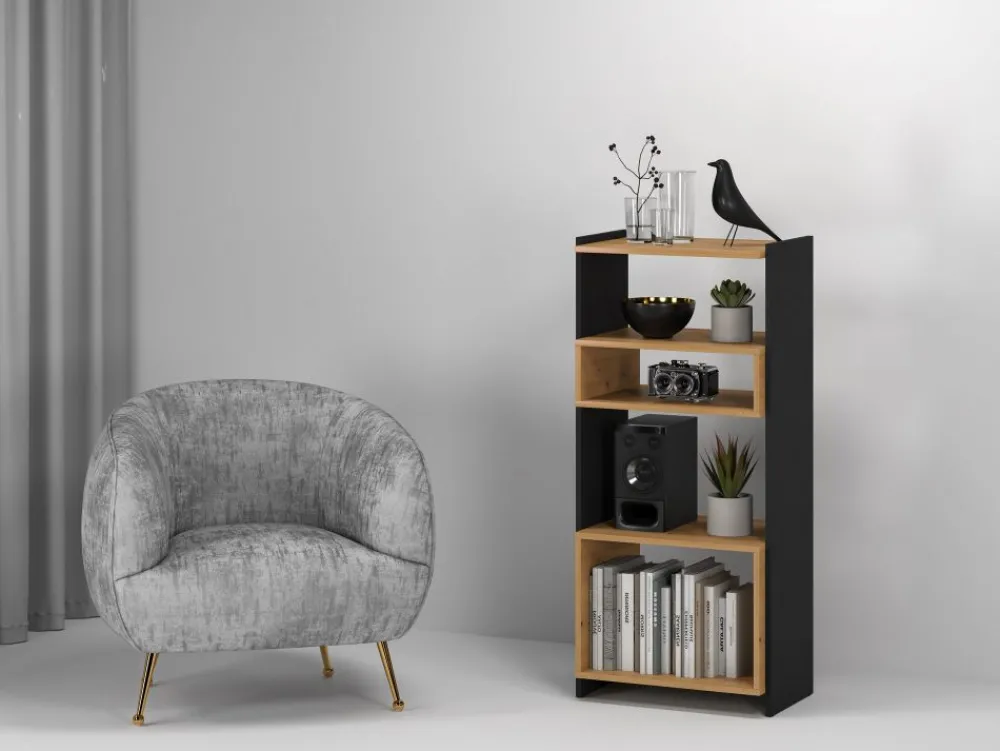 Dzieci ML Meble Szafki I Regały Do Biura|Szafki I Regały Do Pokoju Młodzieżowego*TRIS 05 dąb artisan/czarny - regał