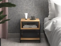 Dzieci ML Meble Szafki Nocne Do Pokoju Młodzieżowego|Szafki Nocne Do Pokoju Dziecięcego*TRIS 01 dąb artisan/czarny - szafka nocna