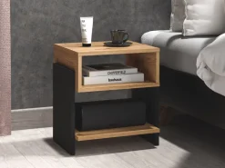 Dzieci ML Meble Szafki Nocne Do Pokoju Młodzieżowego|Szafki Nocne Do Pokoju Dziecięcego*TRIS 01 dąb artisan/czarny - szafka nocna