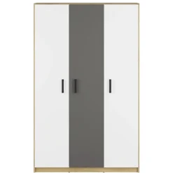 Dzieci ML Meble Szafy Do Przedpokoju|Szafy Do Pokoju Młodzieżowego*Trzydrzwiowa szafa z drążkami i półkami FINI 02