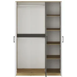 Dzieci ML Meble Szafy Do Przedpokoju|Szafy Do Pokoju Młodzieżowego*Trzydrzwiowa szafa z drążkami i półkami FINI 02