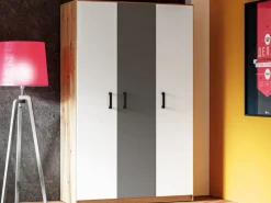 Dzieci ML Meble Szafy Do Przedpokoju|Szafy Do Pokoju Młodzieżowego*Trzydrzwiowa szafa z drążkami i półkami FINI 02