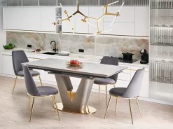 Halmar Stoły*VALENTINO stół rozkładany jasny popiel/złoty (3p=1szt)1 sztuka