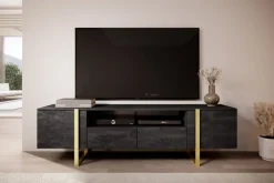 Bogart Szafki Rtv*VERICA RTV 200 2D2SZ - charcoal flow / złote nogi