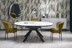 Halmar Stoły*VERTIGO stół rozkładany, blat - biały marmur, nogi - czarny (2p=1szt)1 sztuka