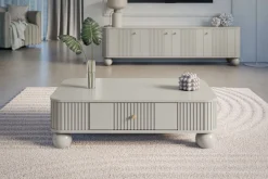 Bogart Stoliki Kawowe I Ławy*VESPER ŁAWA 103 1SZ - cashmere mdf / cashmere / złote uchwyty / nogi kule