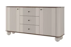 Bogart Komody*VESPER KOMODA 160 2D3SZ - cashmere mdf / orzech / czarne uchwyty / nogi kule