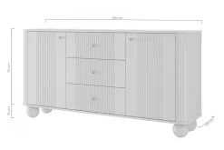 Bogart Komody*VESPER KOMODA 160 2D3SZ - cashmere mdf / orzech / czarne uchwyty / nogi kule