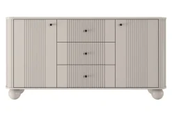 Bogart Komody*VESPER KOMODA 160 2D3SZ - cashmere mdf / cashmere / czarne uchwyty / nogi kule