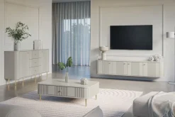 Bogart Komody*VESPER KOMODA 160 2D3SZ - cashmere mdf / cashmere / złote nogi