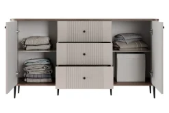 Bogart Komody*VESPER KOMODA 160 2D3SZ - cashmere mdf / orzech / czarne nogi