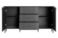 Bogart Komody*VESPER KOMODA 160 2D3SZ - czarny mdf / czarny mdf / czarne nogi