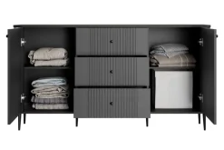 Bogart Komody*VESPER KOMODA 160 2D3SZ - czarny mdf / czarny mdf / czarne nogi