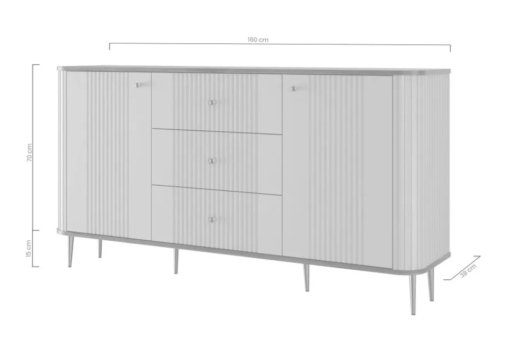 Bogart Komody*VESPER KOMODA 160 2D3SZ - czarny mdf / czarny mdf / czarne nogi
