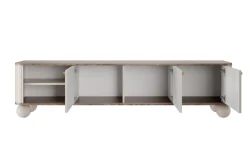 Bogart Szafki Rtv*VESPER RTV 187 3D - cashmere mdf / orzech / złote uchwyty / nogi kule