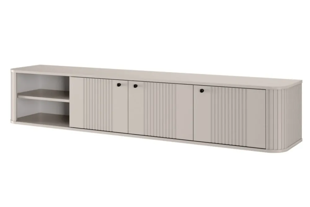 Bogart Szafki Rtv*VESPER RTV 187 3D - cashmere mdf / cashmere / czarne uchwyty / wisząca