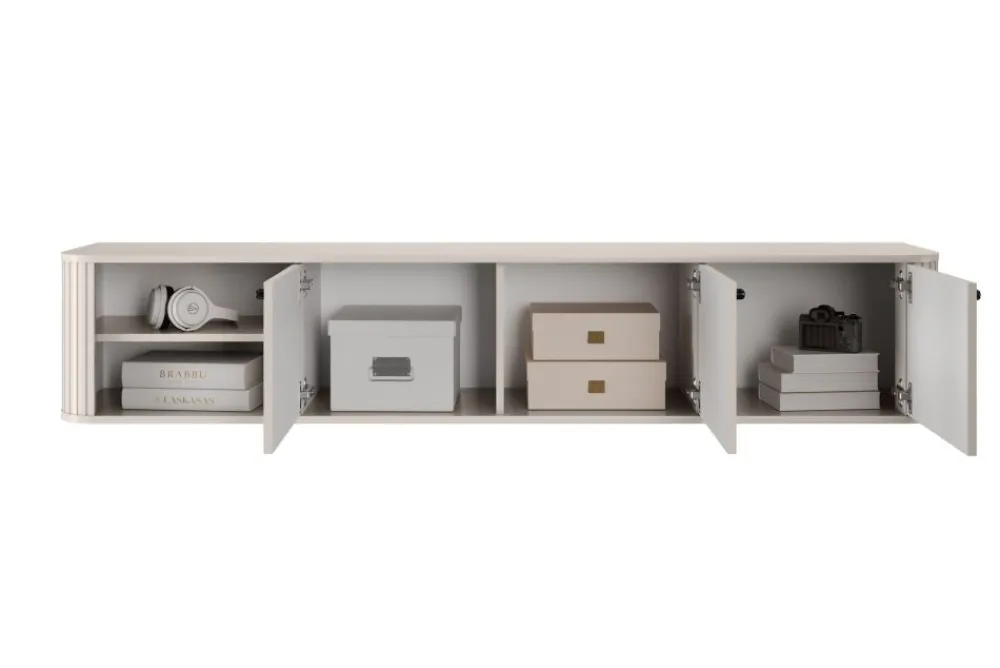 Bogart Szafki Rtv*VESPER RTV 187 3D - cashmere mdf / cashmere / czarne uchwyty / wisząca