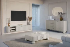 Bogart Szafki Rtv*VESPER RTV 187 3D - cashmere mdf / cashmere / czarne uchwyty / wisząca