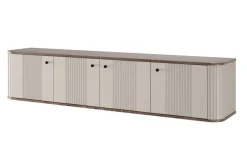 Bogart Szafki Rtv*VESPER RTV 187 4D - cashmere mdf / orzech / czarne uchwyty / wisząca