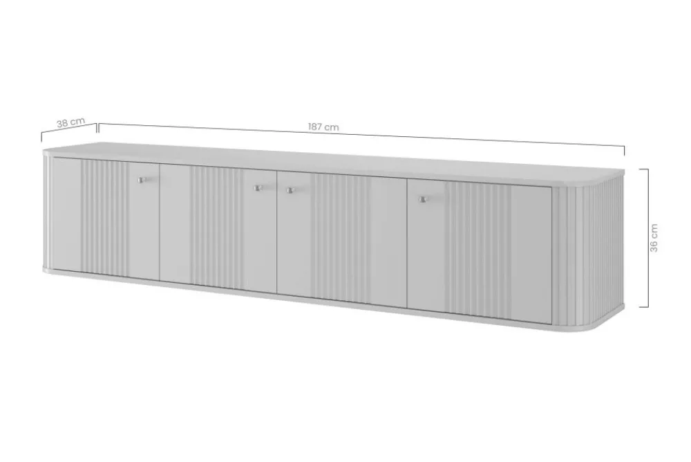 Bogart Szafki Rtv*VESPER RTV 187 4D - cashmere mdf / orzech / czarne uchwyty / wisząca
