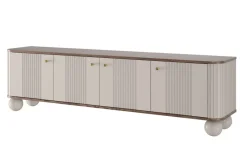 Bogart Szafki Rtv*VESPER RTV 187 4D - cashmere mdf / orzech / złote uchwyty / nogi kule