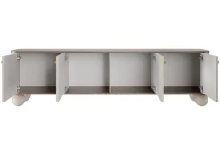 Bogart Szafki Rtv*VESPER RTV 187 4D - cashmere mdf / orzech / złote uchwyty / nogi kule