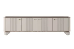 Bogart Szafki Rtv*VESPER RTV 187 4D - cashmere mdf / orzech / złote uchwyty / nogi kule