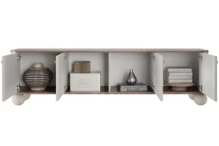 Bogart Szafki Rtv*VESPER RTV 187 4D - cashmere mdf / orzech / złote uchwyty / nogi kule