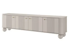 Bogart Szafki Rtv*VESPER RTV 187 4D - cashmere mdf / cashmere / złote uchwyty / nogi kule