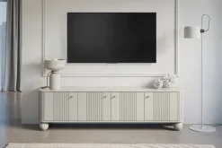 Bogart Szafki Rtv*VESPER RTV 187 4D - cashmere mdf / cashmere / złote uchwyty / nogi kule