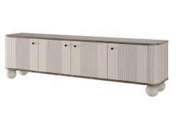 Bogart Szafki Rtv*VESPER RTV 187 4D - cashmere mdf / orzech / czarne uchwyty / nogi kule