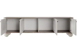 Bogart Szafki Rtv*VESPER RTV 187 4D - cashmere mdf / orzech / czarne uchwyty / nogi kule