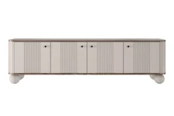 Bogart Szafki Rtv*VESPER RTV 187 4D - cashmere mdf / orzech / czarne uchwyty / nogi kule