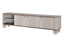 Bogart Szafki Rtv*VESPER RTV 187 3D - cashmere mdf / orzech / czarne uchwyty / nogi kule